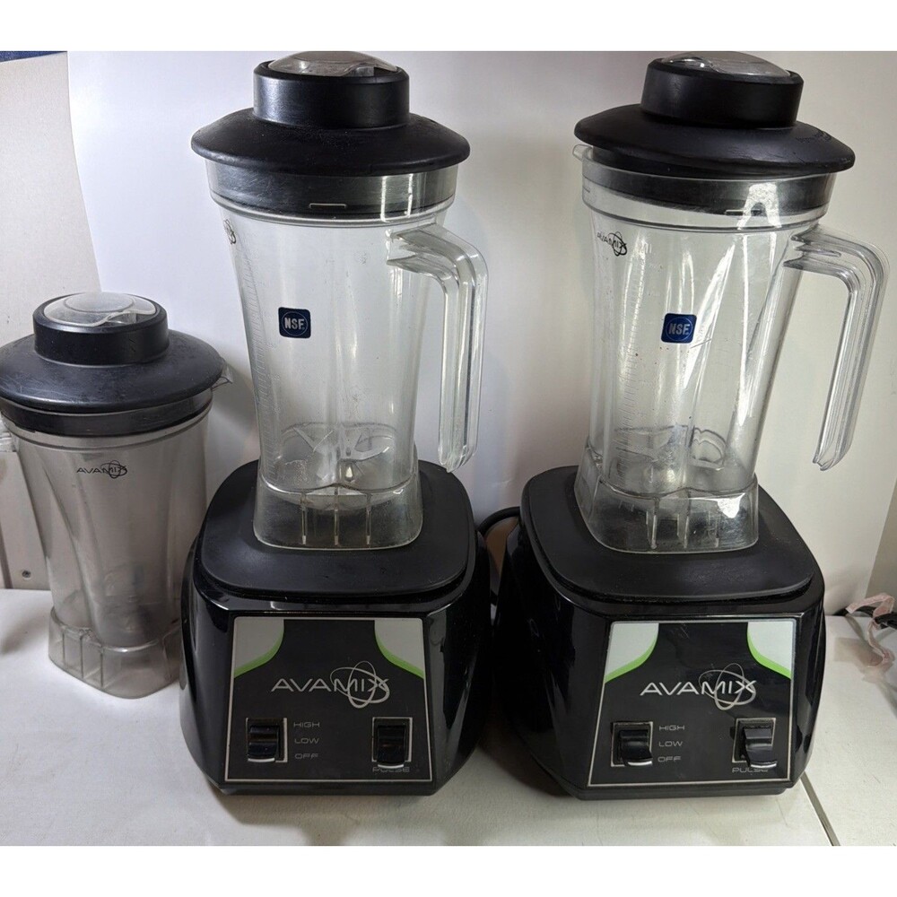 AvaMix Commercial Blender Lot 2 Motor Bases & 3 Jars Containers Heavy Duty